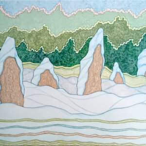 Cinq menhirs sous la neige