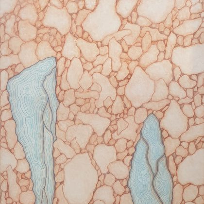 Deux pierres bleues sur un tapis de galets